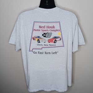 VTG 80s 90s Ned Houk Motorsports IMCA Adult XL T-shirt Gray Delta USA DISTRESSED